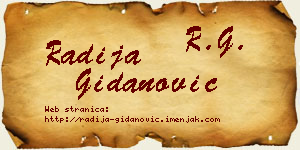 Radija Gidanović vizit kartica
